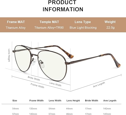 Aviator Reading Glasses for men and Women Blue Light Blocking Lens Spring Temple