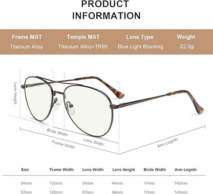 Aviator Reading Glasses for men and Women Blue Light Blocking Lens Spring Temple