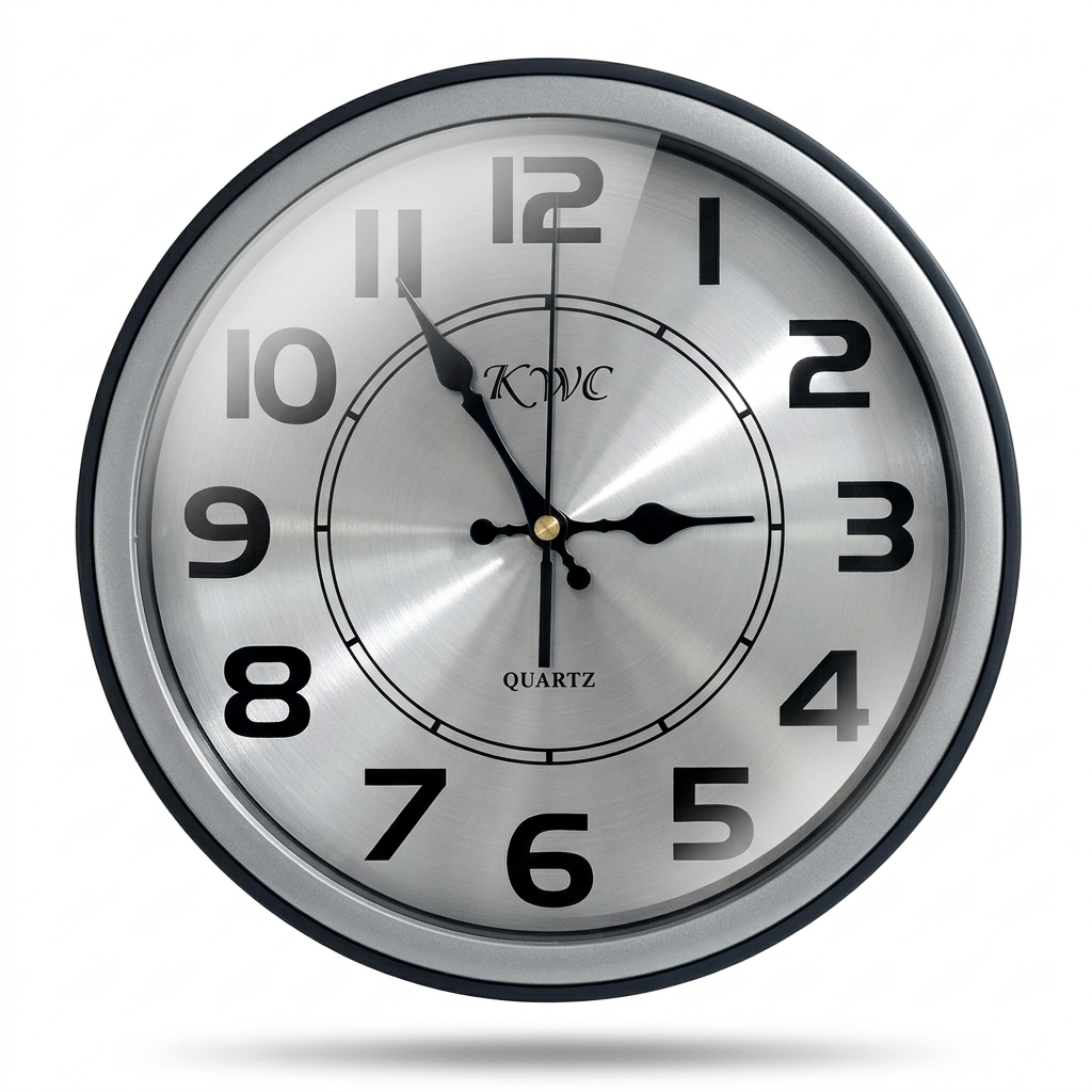 KWC Modern Brushed Chrome Quartz Wall Clock