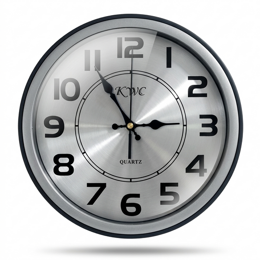 KWC Modern Brushed Chrome Quartz Wall Clock